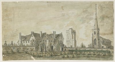 Hamstall Ridware - Kilise ve Malikane: sulu boya, nd [1762-1802] by Stebbing Shaw