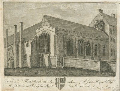 Lichfield - St. John Hastanesi ve Şapeli: gravür, nd [1762-1798] (baskı) by Stebbing Shaw