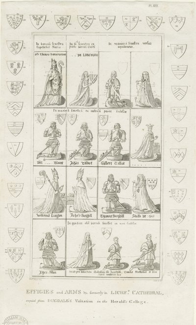 Lichfield Katedrali - Effigies and Arms: gravür, nd [1762-1798] (baskı) by Stebbing Shaw