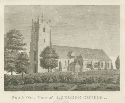 Longdon Kilisesi: gravür by Stebbing Shaw