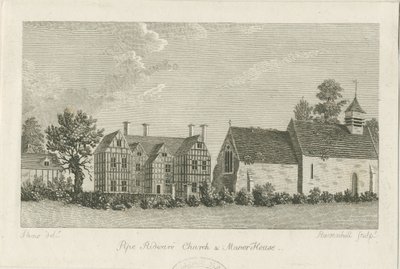 Pipe Ridware Kilisesi ve Malikane: gravür, nd [1762-1798] by Stebbing Shaw