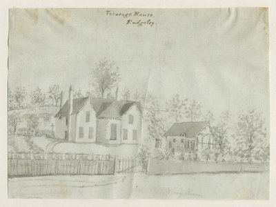 Rugeley Town - Vicarage: sepya yıkama çizimi, nd [1762-1802] (çizim) by Stebbing Shaw