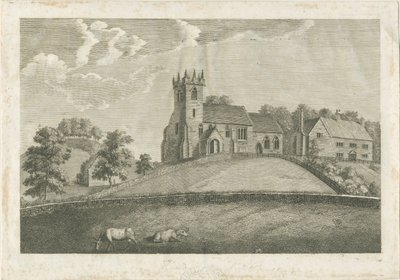 Sandon Kilisesi ve Parsonage: gravür, nd [1797] (baskı) by Stebbing Shaw