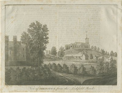 Shenstone Kilisesi ve Köyü: aquatint gravürü, 1792 by Stebbing Shaw
