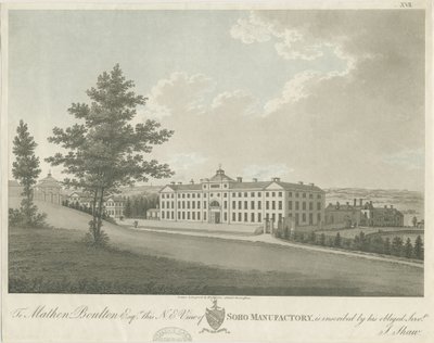 Soho Fabrikası: renkli aquatint gravür, nd [c 1798] (baskı) by Stebbing Shaw