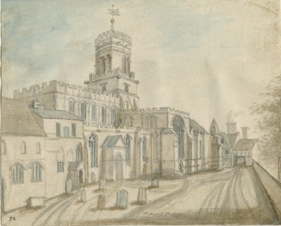 Stafford - St. Mary Kilisesi: sulu boya ve [c 1790] (resim) by Stebbing Shaw