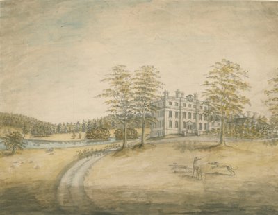 Swinfen Hall: sulu boya ve [c 1762-1798] by Stebbing Shaw