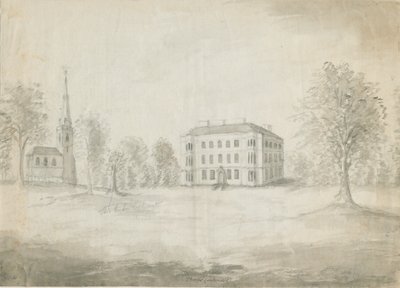 Thorpe Constantine Kilisesi ve Salonu: kurşun kalem ve yıkama çizimi, nd [1762-1802] by Stebbing Shaw