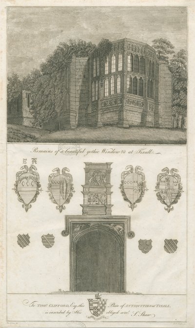 Tixall Salonu - Gotik Pencere ve Hanedan Eski Eserler: gravür, nd [1762-1802] (baskı) by Stebbing Shaw