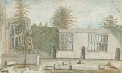 Tixall Hall: sulu boya, nd [1762-1802] by Stebbing Shaw