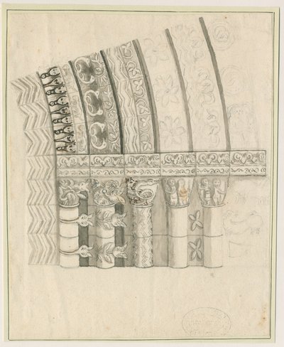 Tutbury Manastırı Kilisesi - Batı Kapısı: kalem ve sepya çizimi, nd [1762-1802] by Stebbing Shaw
