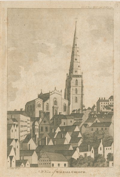 Walsall Kilisesi: gravür by Stebbing Shaw
