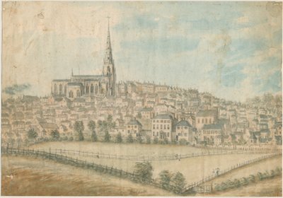 Walsall Town - Kuzey Batı Görünümü: sulu boya ve [c 1798] by Stebbing Shaw