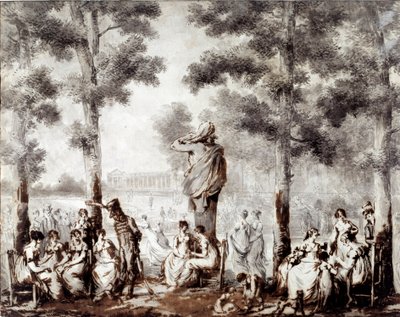 1807 Dünya park çıkışındaki Tuileries terasının görünümü. Çizim Jean Pierre Norblin De La Gourdaine (1745-1830) 1807 Paris, Musee Carnavalet by Stefan Juliusz Norblin de la Gourdaine