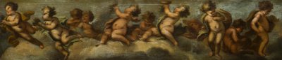 Putti disporting, c.1655-72 (cam korumalı tuval üzerine serilmiş kağıt) by Stefano (after) Magnasco
