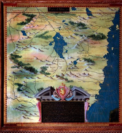 Güney Afrika (Mozambik) Haritası Stefano Bonsignori (? -1589) İtalyan kozmograf ve ressam tarafından yapılmıştır. 1581 civarında. Floransa, Palazzo Vecchio, Sala del Mappamondo by Stefano Buonsignori