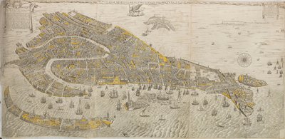 Venedik şehrinin gerçek ve gerçek çizimi. Venedik Panoraması, 1676. by Stefano Scolari