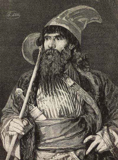Şeyh tam kıyafetiyle, Stefano Ussi'nin (1822-1901) tablosundan F Gamberoni'nin gravürü, L'Illustrazione Italiana, 16. yıl, sayı 5, 3 Şubat by Stefano Ussi