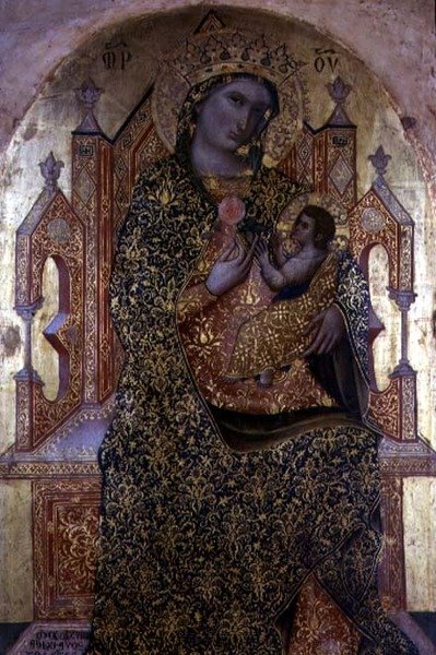 Madonna ve Child Enthroned (panelde mizaç) by Stefano Veneziano