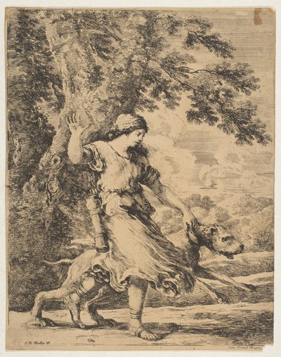Büyük Bir Köpeği Yakasından Tutan Bir Peri, ca. 1654. by Stefano della Bella