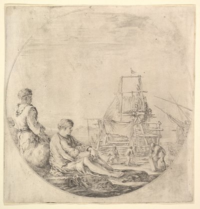 Solda duran siyah bir denizci, profilde sağda, beyaz bir denizci ..., ca. 1658-63. by Stefano della Bella