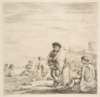 Oturmuş bir Levanten ile konuşan ayakta duran bir denizci, yaklaşık. 1660. by Stefano della Bella