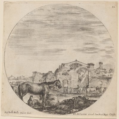 Diocletianus Hamamları ve Uyuyan Çoban, 1646. by Stefano della Bella