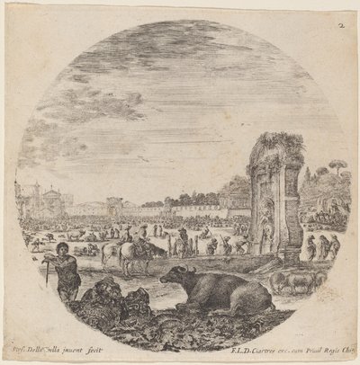 Campo Vaccino, 1646. by Stefano della Bella