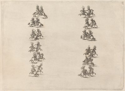 İki Kolonda Dövüşen Cavaliers, 1652. by Stefano della Bella