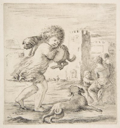 Omzunda Köpek Yavrusu Taşıyan Çocuk, yakl. 1662. by Stefano della Bella