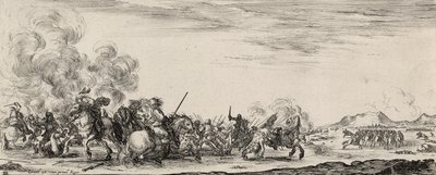 Choc de Cavalrie (döşemiş kağıda gravür) by Stefano della Bella