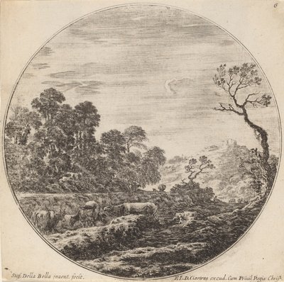 Vadide Otlayan İnekler, 1646. by Stefano della Bella