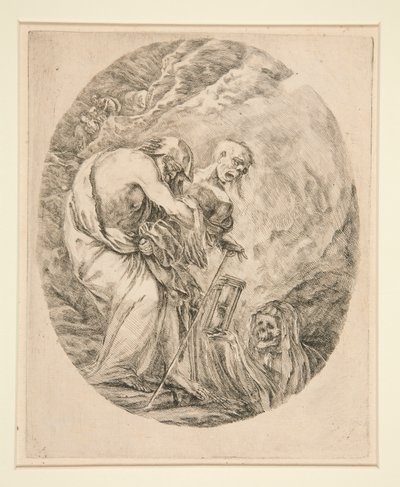 Yaşlı Bir Adamı Gömerken Ölüm by Stefano della Bella