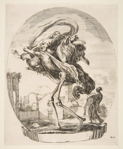 Bir kadını alıp götüren ölüm, Beş ölümden Les cinq Morts, yaklaşık. 1648. by Stefano della Bella