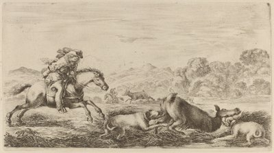 İki Köpeğin Saldırdığı Bir Bataklıkta Doe by Stefano della Bella