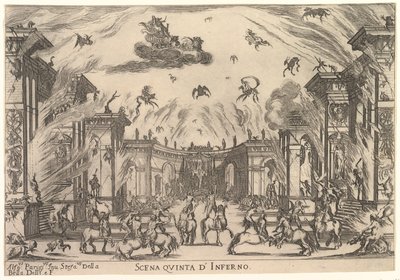 Beşinci sahne, Cehennem, Tanrıların evliliğinden Le nozze degli Dei, 1637. by Stefano della Bella