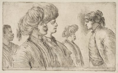 Dört Türk ve Bir Siyah Adam, yak. 1662. by Stefano della Bella