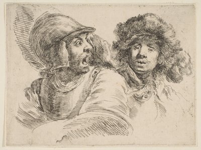 Korkmuş Asker ve Kürk Şapkalı Bir Adam, ca. 1652. by Stefano della Bella