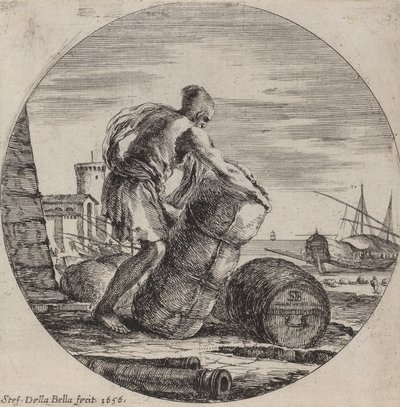 Geminin Yükünü Çeken Kadırga Kölesi, 1656. by Stefano della Bella
