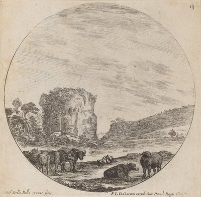 Antik Harabelerle Peyzaj, 1646. by Stefano della Bella