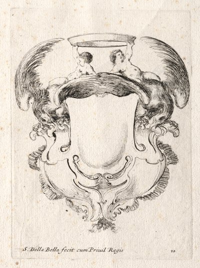 Bir Cartouche için Yeni Model, 1647. by Stefano della Bella