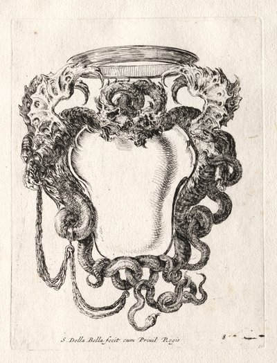 Bir Cartouche için Yeni Model, 1647. by Stefano della Bella