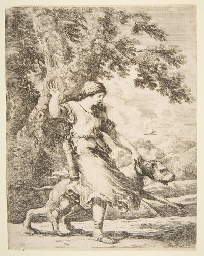 Büyük Bir Köpeği Yakasından Tutan Peri, yak. 1654. by Stefano della Bella