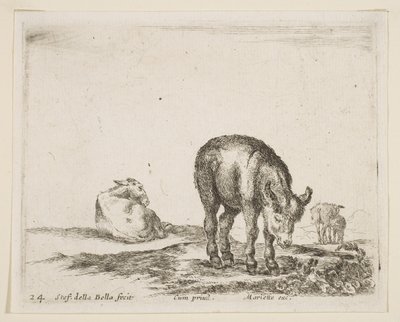 Levha 24: Çeşitli hayvanlardan eşekler Diversi animali, yakl. 1641. by Stefano della Bella
