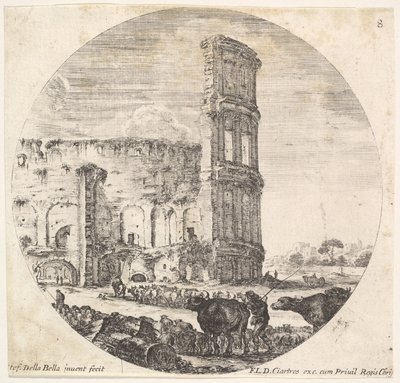 Levha 8: Kolezyum, iki sürü fo..., yak. 1643-48. by Stefano della Bella
