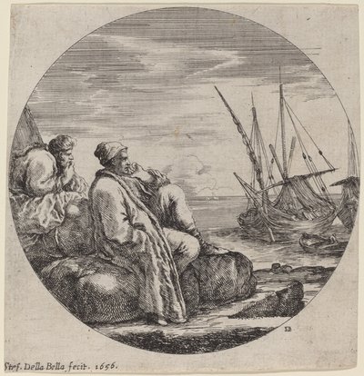 İki Türk Tüccarlı Liman by Stefano della Bella