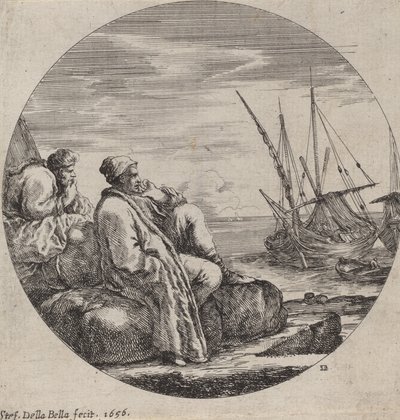 İki Türk Tüccarlı Liman, 1656. by Stefano della Bella