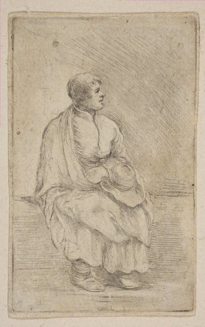 Oturmuş Din Adamı, ca. 1662. by Stefano della Bella