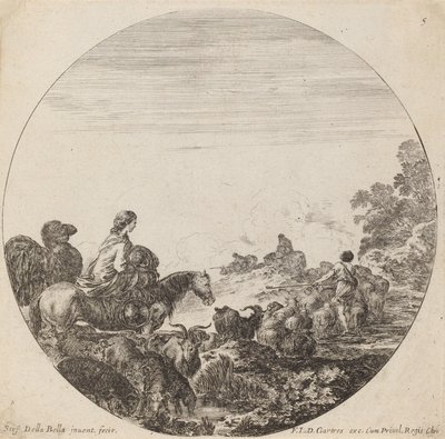 Kadın ve Deve ile Çoban ve Sürü, 1646. by Stefano della Bella