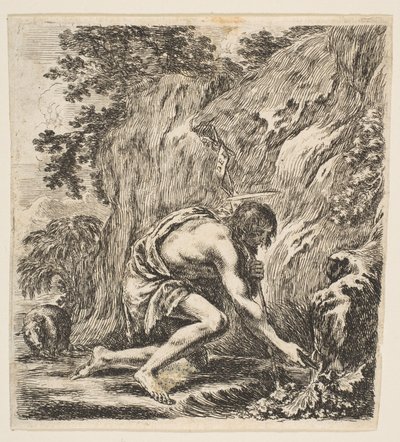 Vaftizci Yahya Bir Kaynaktan Su Çekiyor, ca. 1649. by Stefano della Bella